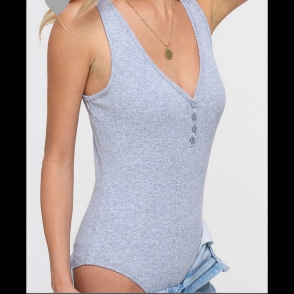 Heather gray ribbed bodysuit